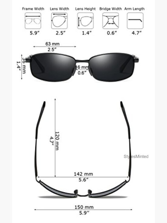 Wrap Polarized Sunglasses Rectangular Metal Frame Classic Large Fit UV400 main image 7